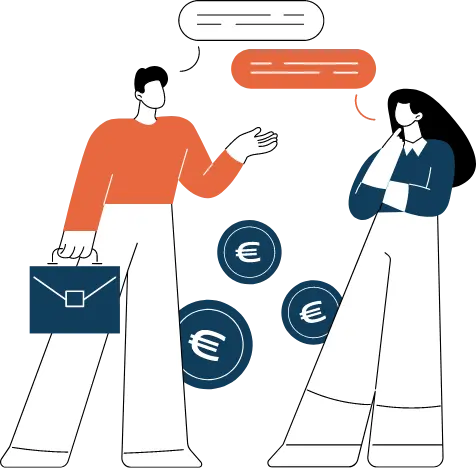 An illustration of two colleagues handling payments