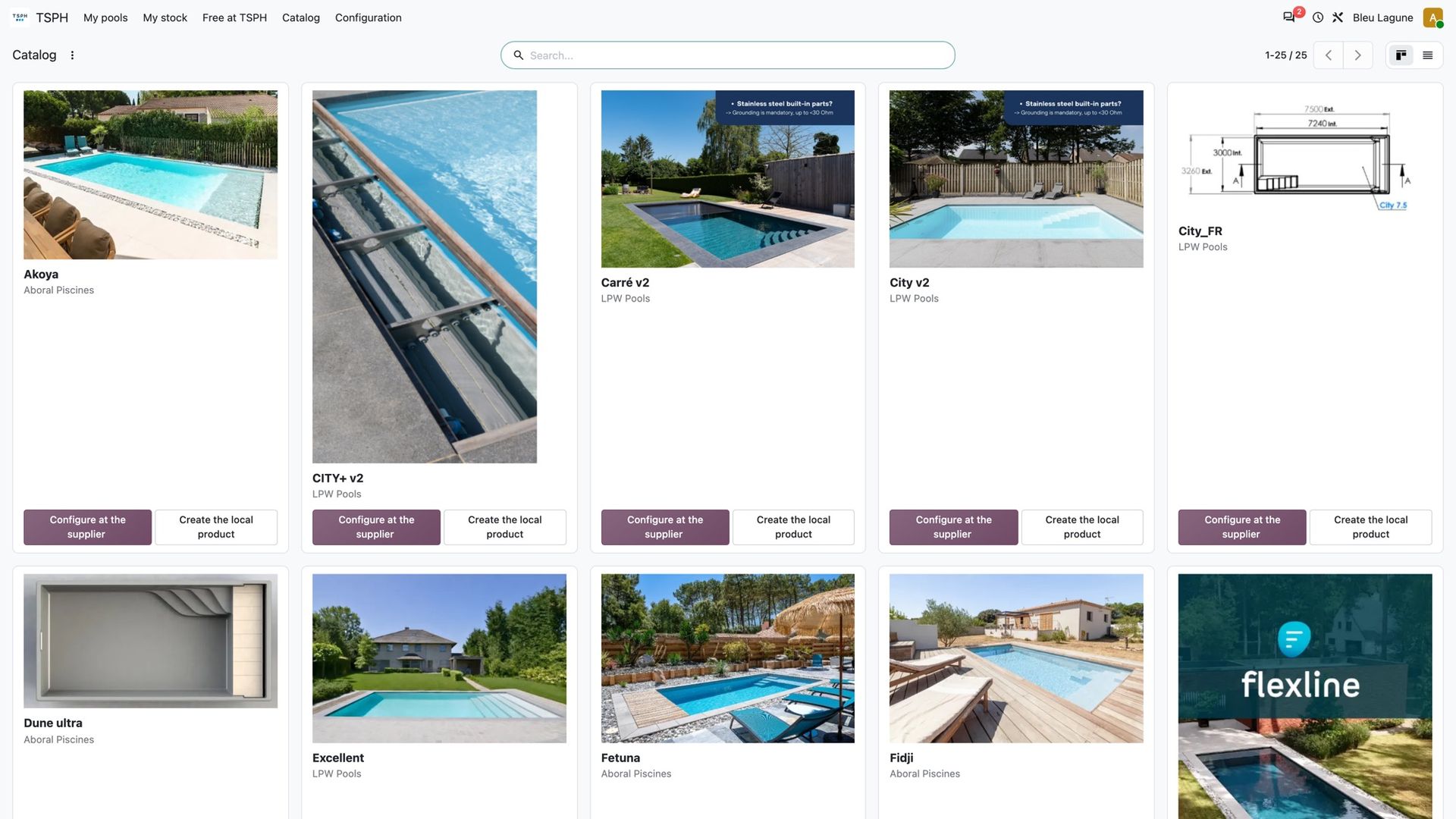 The catalogue of the three brands in Odoo, with pictures