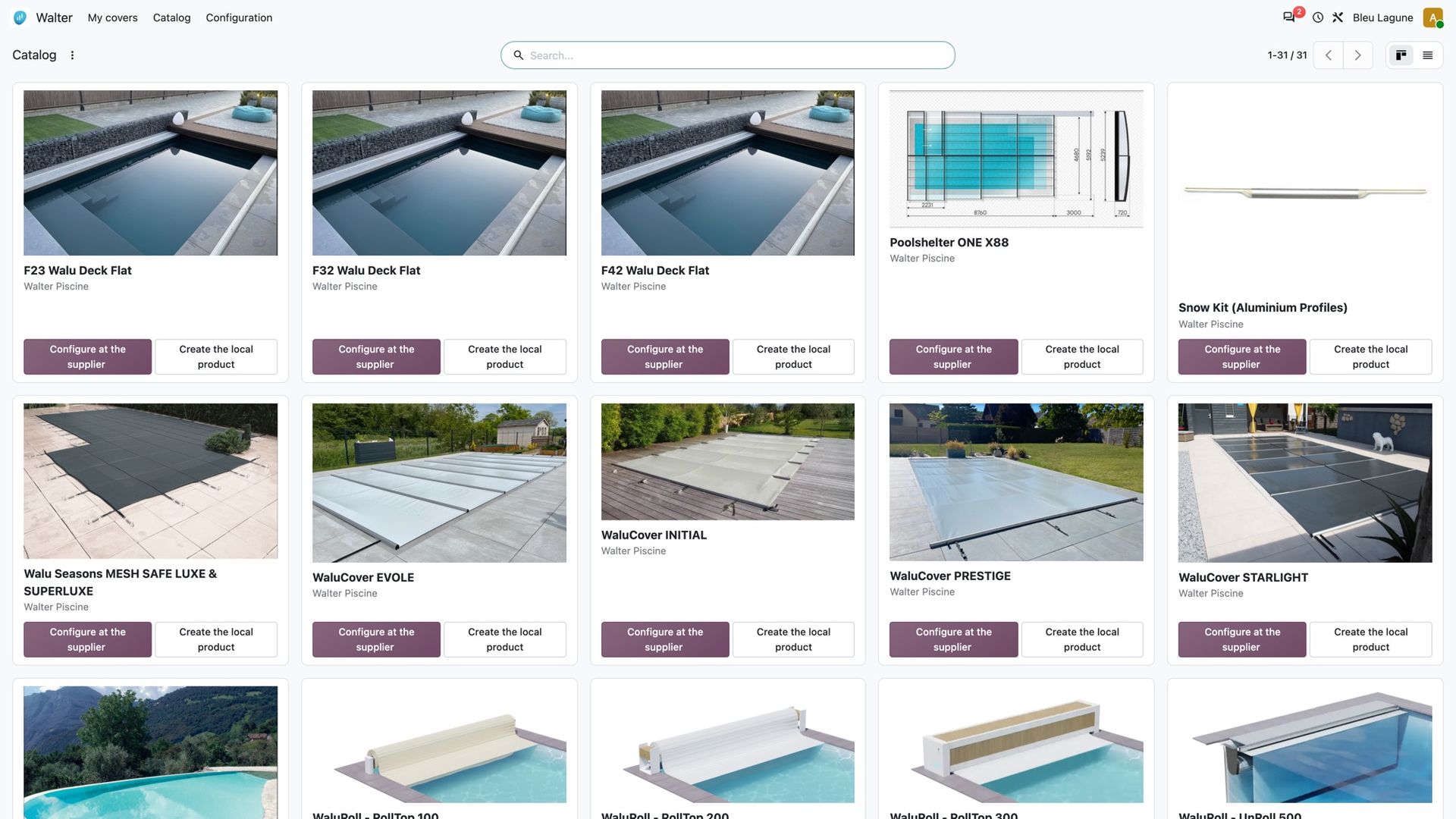 The Walter catalogue in Odoo, with pictures
